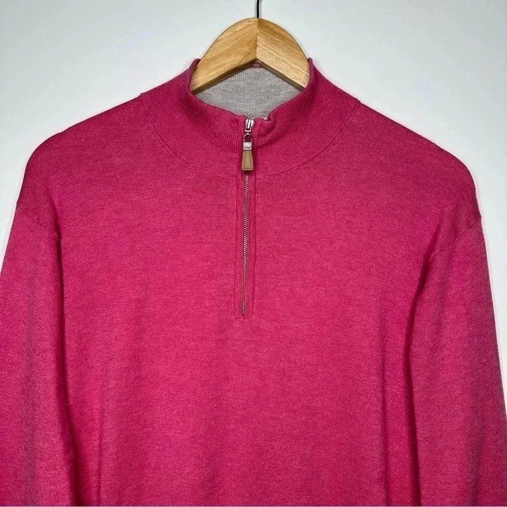 Peter Millar Crown Soft 1/4 Zip Cotton Silk Sweater Size Medium